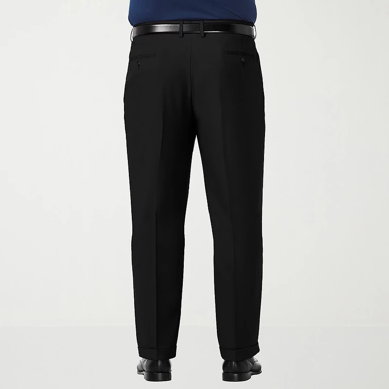 Haggar Premium Comfort Expandable Waist Mens Classic Fit Big and Tall Dress Pleated Pant