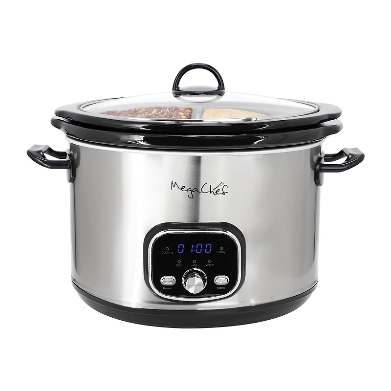 MegaChef 6 Quart + 2.6 Quart  Split Electric 8 Qt Slow Cooker