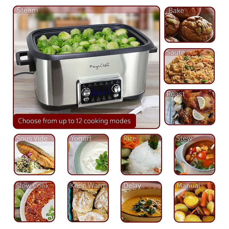 MegaChef 12-In-1 Deluxe Multi 8 Qt Slow Cooker