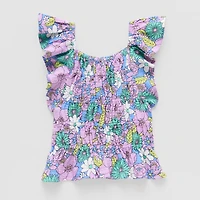 Thereabouts Little & Big Kid Girls Square Neck Short Sleeve Blouse