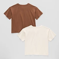 Thereabouts Little & Big Kid Girls Hidden Access Opening Crew Neck Short Sleeve Adaptive Boxy Fit Graphic T-Shirt