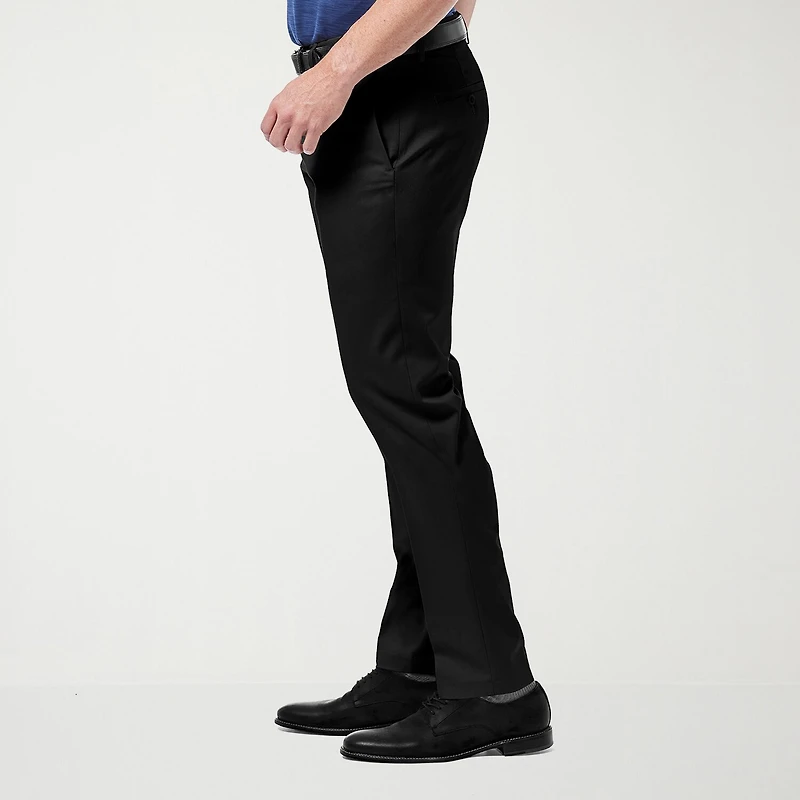 Haggar Premium No Iron Khaki Mens Comfort Waistband Slim Fit Flat Front Pant