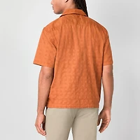 mutual weave Mens Short Sleeve Camp Shirt