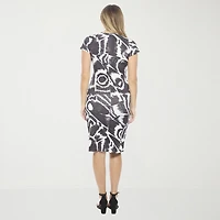 24seven Comfort Apparel Womens Short Sleeve Abstract Wrap Dress