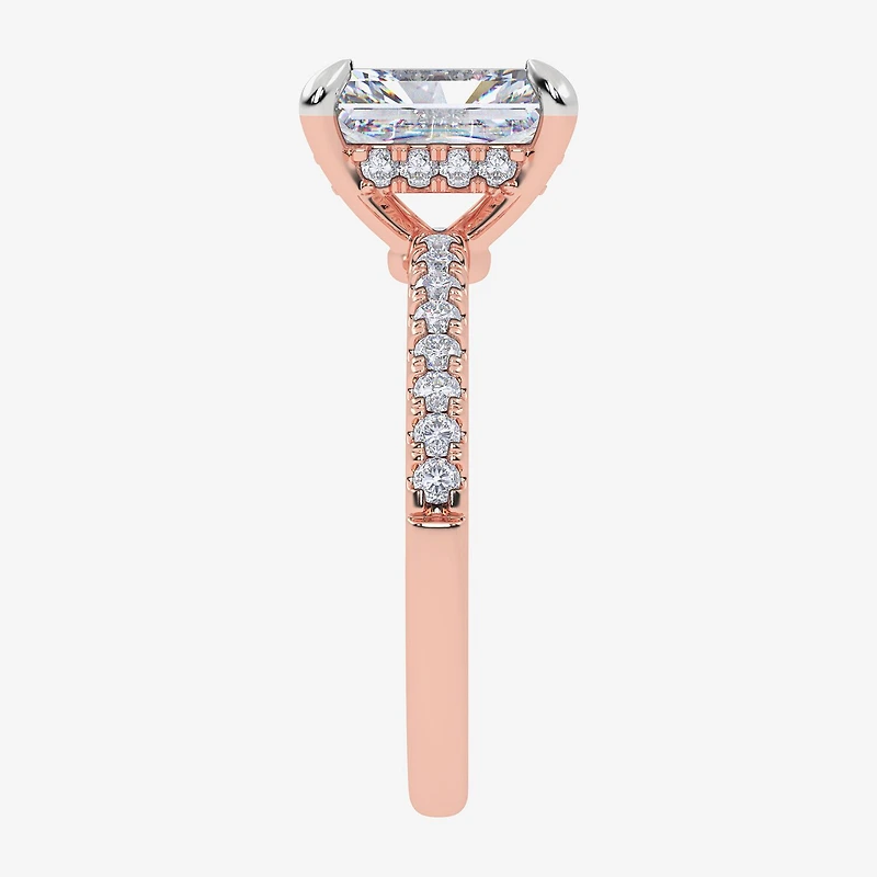 (G-H / Si1-Si2) Womens 2 1/4 CT. T.W. Lab Grown White Diamond 14K Gold Side Stone Engagement Ring
