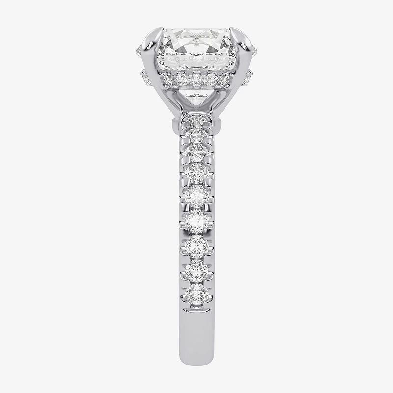 (G-H / Si1-Si2) Womens 2 1/4 CT. T.W. Lab Grown White Diamond 14K Gold Round Side Stone Engagement Ring