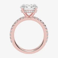 (G-H / Si1-Si2) Womens 2 1/4 CT. T.W. Lab Grown White Diamond 14K Gold Round Side Stone Engagement Ring