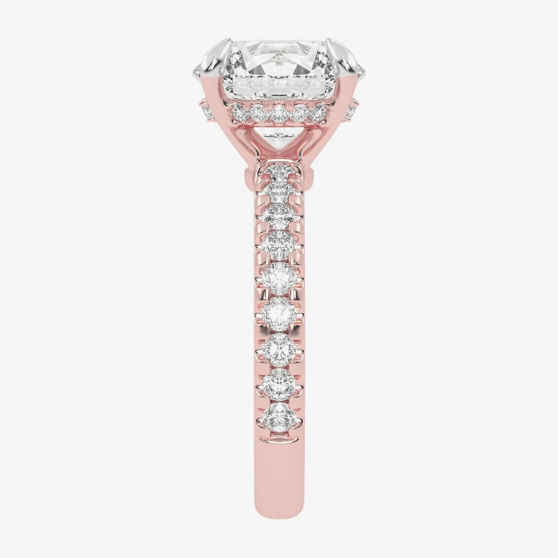 (G-H / Si1-Si2) Womens 2 1/4 CT. T.W. Lab Grown White Diamond 14K Gold Round Side Stone Engagement Ring