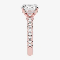 (G-H / Si1-Si2) Womens 2 1/4 CT. T.W. Lab Grown White Diamond 14K Gold Round Side Stone Engagement Ring