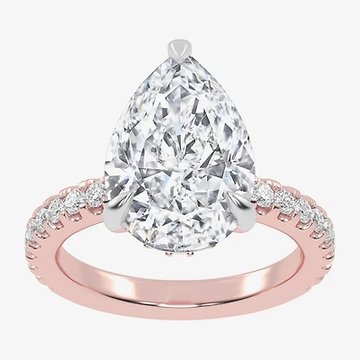(G-H / Si1-Si2) Womens 2 1/4 CT. T.W. Lab Grown White Diamond 14K Gold Pear Side Stone Engagement Ring