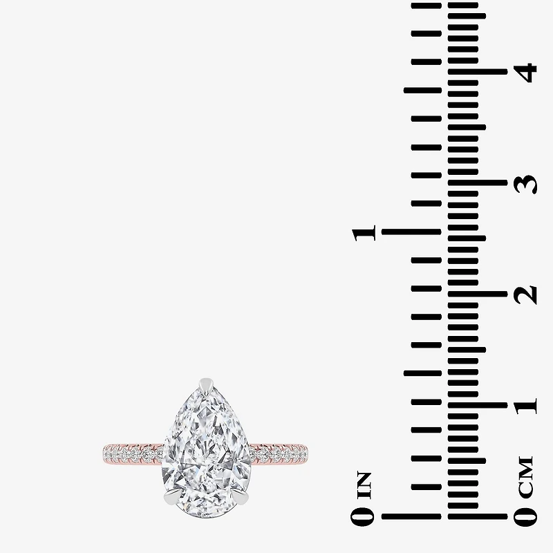 (G-H / Si1-Si2) Womens 2 1/4 CT. T.W. Lab Grown White Diamond 14K Gold Pear Side Stone Engagement Ring
