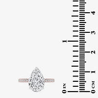 (G-H / Si1-Si2) Womens 2 1/4 CT. T.W. Lab Grown White Diamond 14K Gold Pear Side Stone Engagement Ring