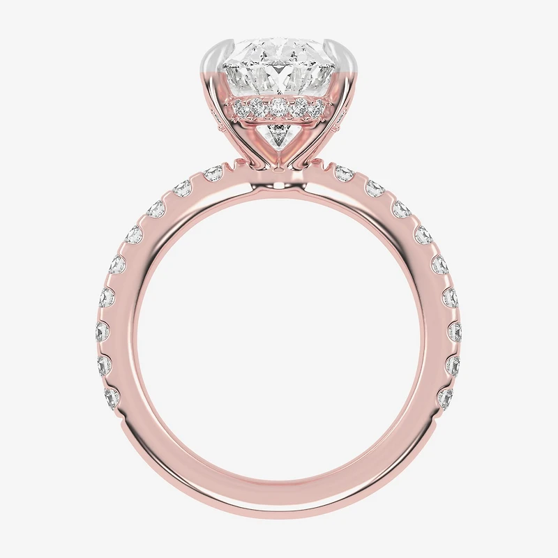 (G-H / Si1-Si2) Womens 2 1/4 CT. T.W. Lab Grown White Diamond 14K Gold Oval Side Stone Engagement Ring