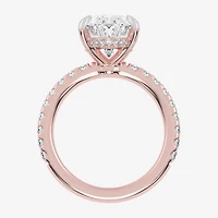 (G-H / Si1-Si2) Womens 2 1/4 CT. T.W. Lab Grown White Diamond 14K Gold Oval Side Stone Engagement Ring