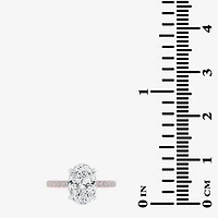 (G-H / Si1-Si2) Womens 2 1/4 CT. T.W. Lab Grown White Diamond 14K Gold Oval Side Stone Engagement Ring