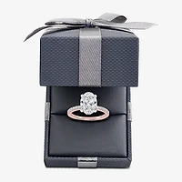 (G-H / Si1-Si2) Womens 2 1/4 CT. T.W. Lab Grown White Diamond 14K Gold Oval Side Stone Engagement Ring