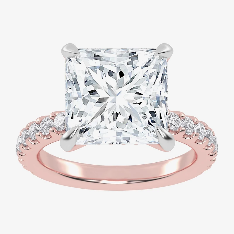 (G-H / Si1-Si2) Womens 2 1/4 CT. T.W. Lab Grown White Diamond 14K Gold Side Stone Engagement Ring