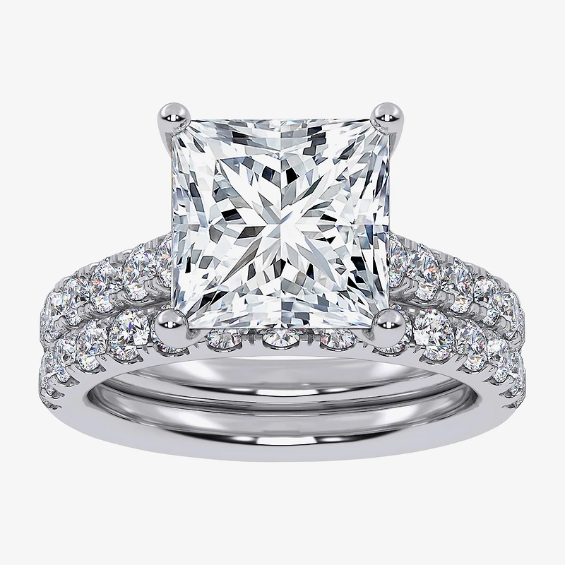 (H-I / SI1-SI2) Signature By Modern Bride Womens 2 CT.TW Lab Grown White Diamond 14K Gold Side Stone Bridal Set