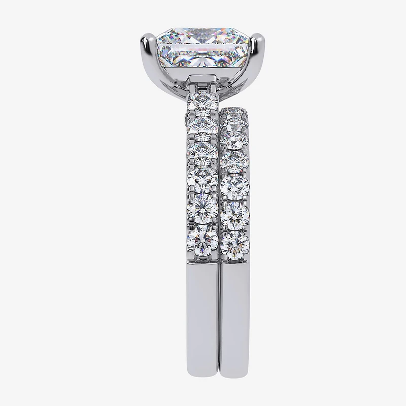 (H-I / SI1-SI2) Signature By Modern Bride Womens 2 CT.TW Lab Grown White Diamond 14K Gold Side Stone Bridal Set
