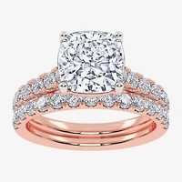 Signature By Modern Bride (G-H / Vs2-Si1) Womens 2 CT. T.W. Lab Grown White Diamond 14K Gold Cushion Side Stone Bridal Set