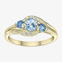 Womens Genuine Blue Topaz 18K Gold Over Silver Cocktail Ring