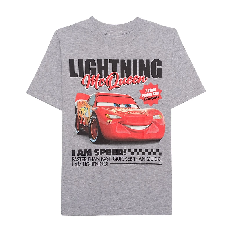 Disney Collection Boys Round Neck Short Sleeve Classic Fit Cars Graphic T-Shirt
