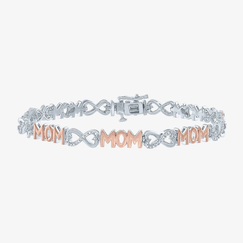 G-H / Si2-I1 Womens 1/10 CT. T.W. Lab Grown White Diamond 14k Rose Gold Over Brass 7.5 Inch Tennis Bracelet