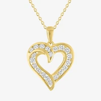 (G-H / Si2-I1) Womens 1 CT. T.W. Lab Grown White Diamond 14K Gold Over Brass Heart 18 Inch Pendant Necklace