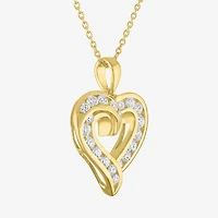 (G-H / Si2-I1) Womens 1 CT. T.W. Lab Grown White Diamond 14K Gold Over Brass Heart 18 Inch Pendant Necklace