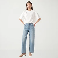 RM Rebecca Minkoff Womens Embellished Short Sleeve Tee
