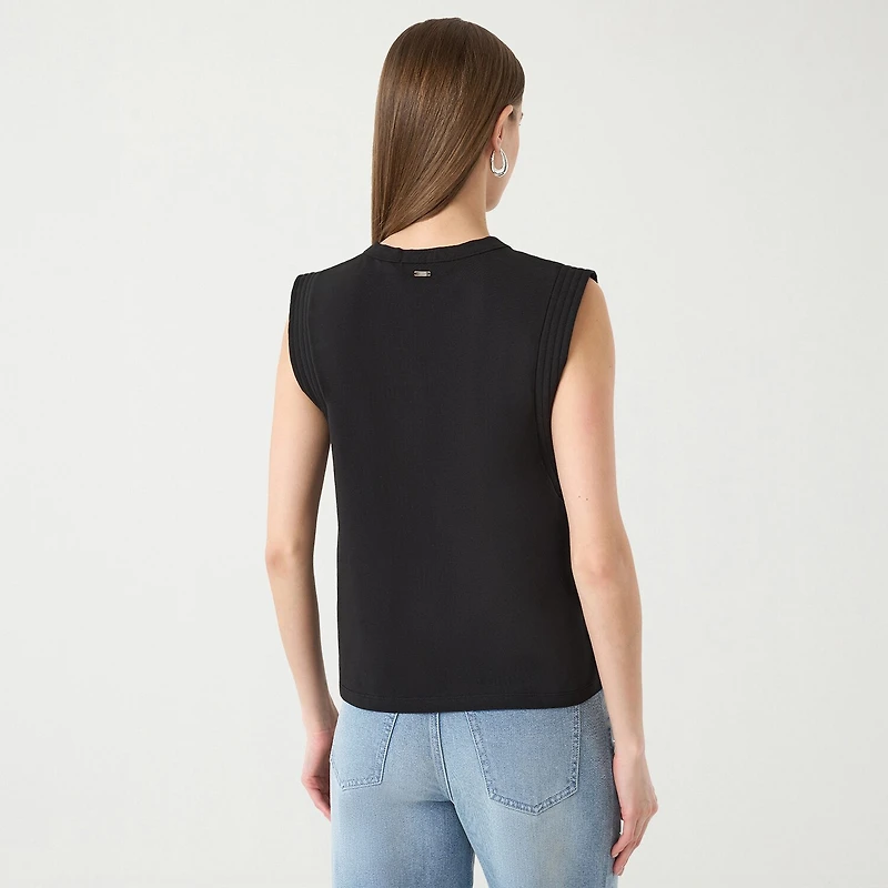RM Rebecca Minkoff Womens Round Neck Sleeveless T-Shirt