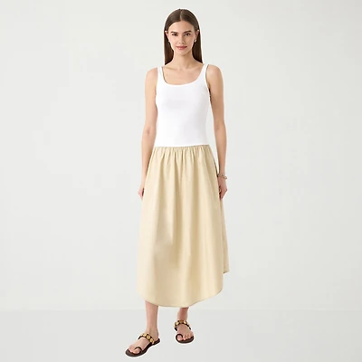 RM Rebecca Minkoff Womens Sleeveless Scoop Neck Midi Drop Waist Dress