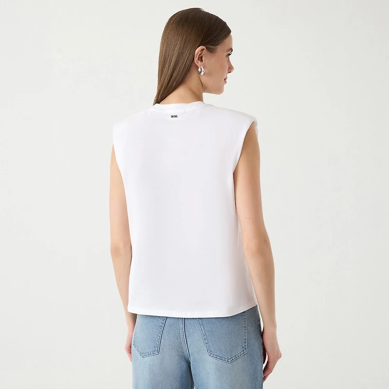 RM Rebecca Minkoff Womens Crew Neck Sleeveless T-Shirt