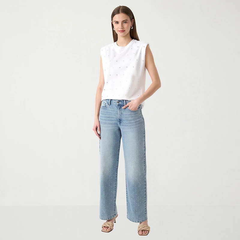 RM Rebecca Minkoff Womens Crew Neck Sleeveless T-Shirt