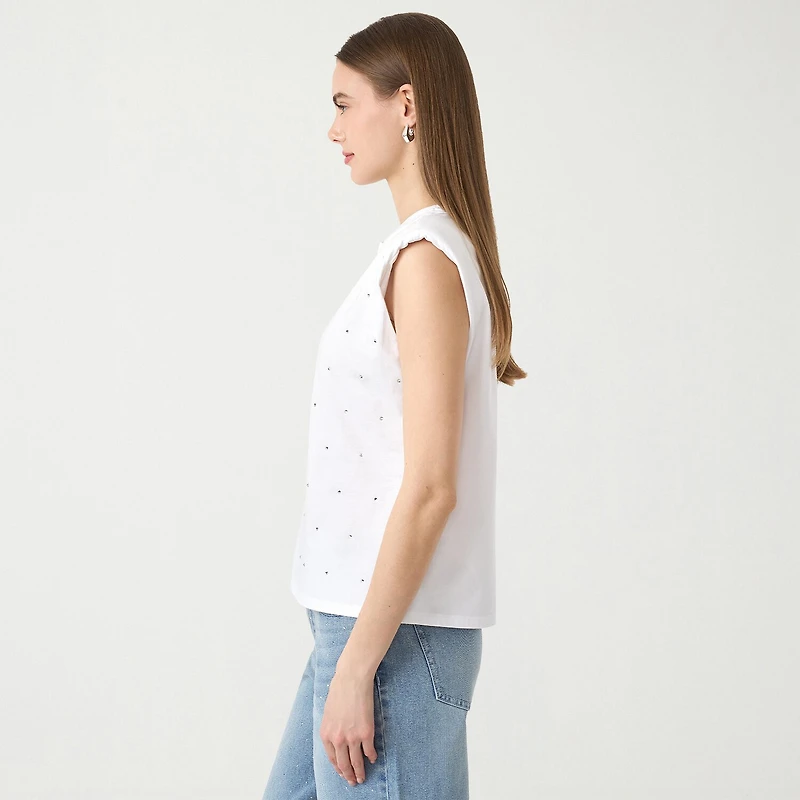 RM Rebecca Minkoff Womens Crew Neck Sleeveless T-Shirt