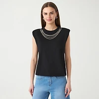 RM Rebecca Minkoff Womens Crew Neck Short Sleeve Tank Top