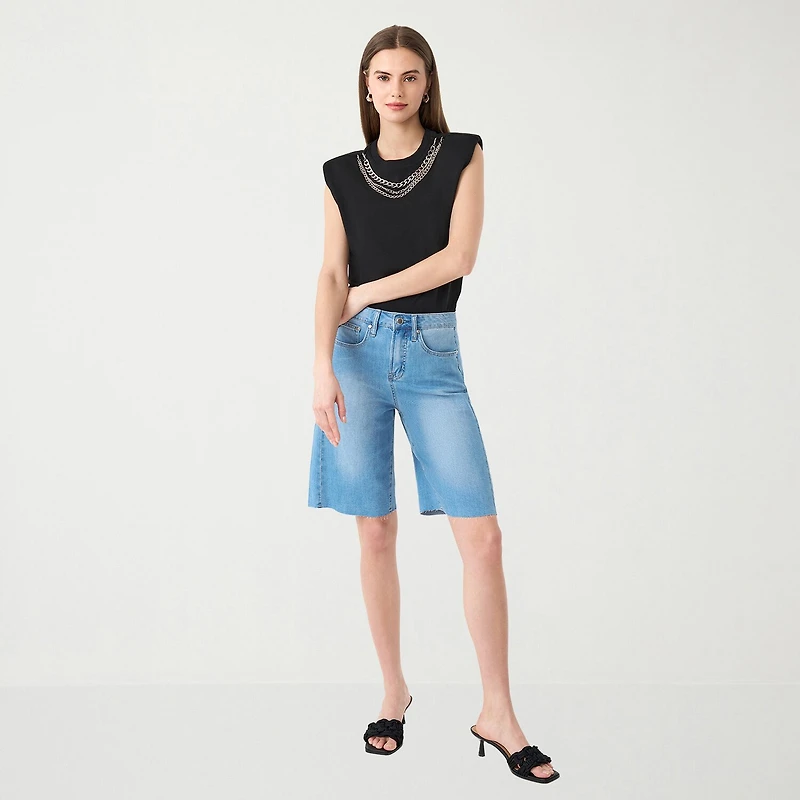 RM Rebecca Minkoff Womens Crew Neck Short Sleeve Tank Top