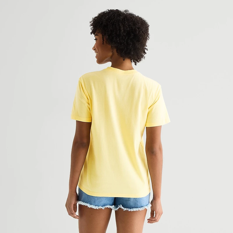 Strawberry Basket Womens Juniors Crew Neck Short Sleeve Loose Fit Winnie The Pooh Graphic T-Shirt