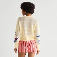 Americana Juniors Womens Crew Neck Long Sleeve Hello Kitty Pullover Sweater
