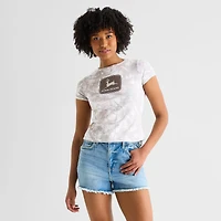 Jerry Leigh John Deer Baby Tee Womens Juniors Crew Neck Short Sleeve Regular Fit Graphic T-Shirt