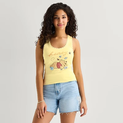 Womens Juniors Scoop Neck Sleeveless Winnie The Pooh Tank Top