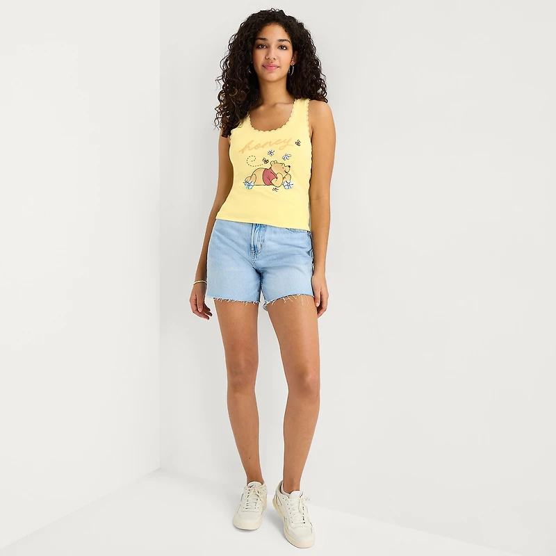 Womens Juniors Scoop Neck Sleeveless Winnie The Pooh Tank Top