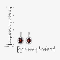 Limited Quantities! Womens Genuine Red Garnet Sterling Silver Oval Drop Earrings