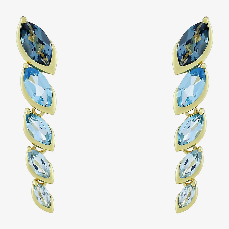Limited Quantities! Womens Genuine Blue Topaz 14K Gold Over Silver Drop Earrings