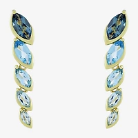 Limited Quantities! Womens Genuine Blue Topaz 14K Gold Over Silver Drop Earrings