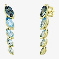 Limited Quantities! Womens Genuine Blue Topaz 14K Gold Over Silver Drop Earrings