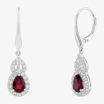 Limited Quantities! Womens Lab Created Red Ruby Sterling Silver Drop Earrings