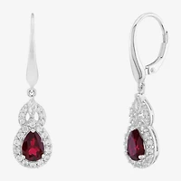 Limited Quantities! Womens Lab Created Red Ruby Sterling Silver Drop Earrings