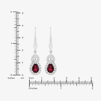 Limited Quantities! Womens Lab Created Red Ruby Sterling Silver Drop Earrings