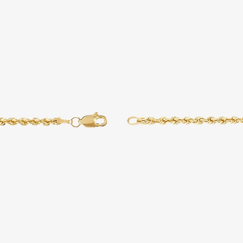 Womens 10K Gold Inch Hollow Rope Chain Bracelet